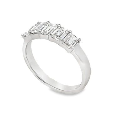 14K Diamond Anniversary Band with 5 Lab Grown Emerald Diamonds 2.00 Carat