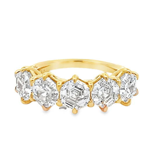 14K Yellow Gold Geometric 5-Stone Lab Grown Diamond Anniversary Band