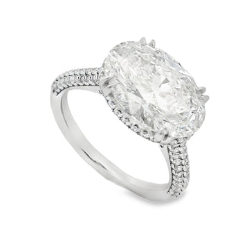 14K White Gold Oval Lab Grown Diamond East-West Engagement Ring