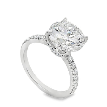 18K White Gold Round Lab Grown Diamond Under-Gallery Engagement Ring
