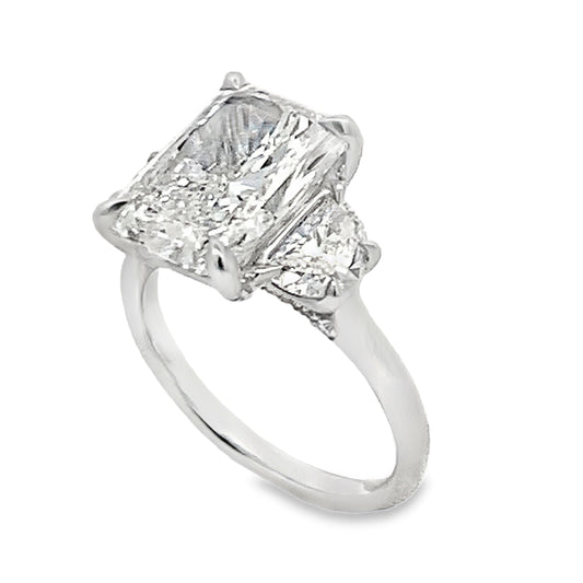 14K White Gold 5-Carat Radiant Lab Grown Diamond Side Stones Engagement Ring
