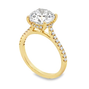 14K Yellow Gold 3-Carat Round Lab Grown Diamond Engagement Ring