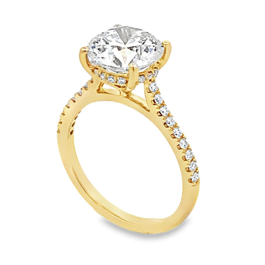 14K Yellow Gold 3-Carat Round Lab Grown Diamond Engagement Ring