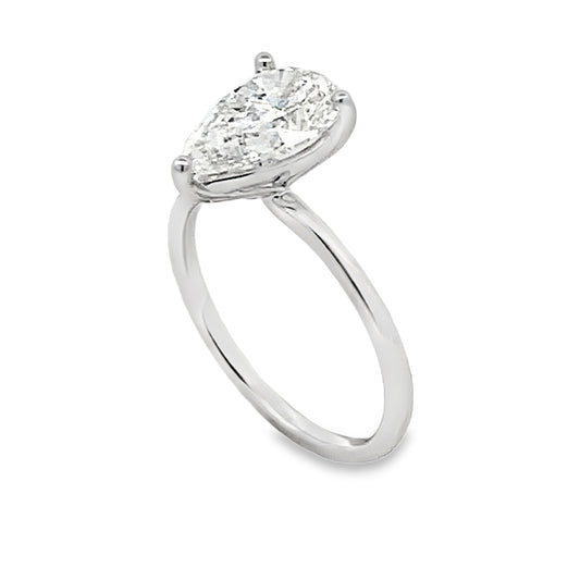 14K White Gold 2-Carat Pear Lab Grown Diamond Engagement Ring