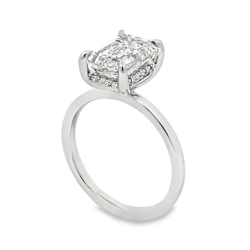 14K White Gold 3-Carat Emerald Cut Lab Grown Diamond Engagement Ring