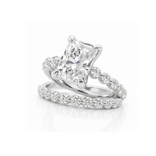 14K White Gold Lab Grown Diamond Engagement Ring & Wedding Band Set
