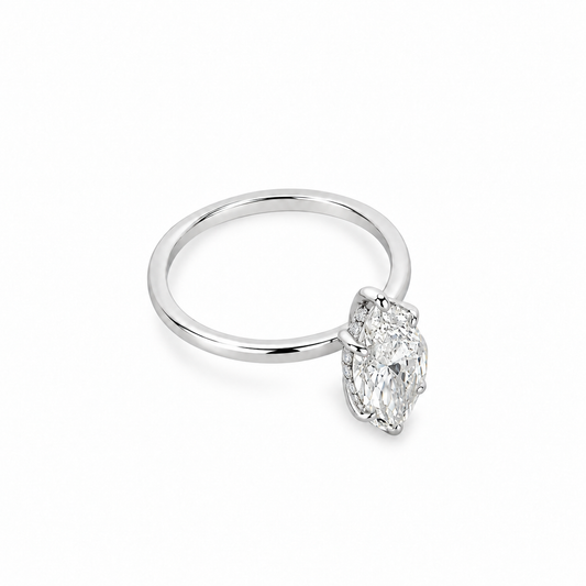 14K White Gold 2-Carat Marquise Lab Grown Diamond Engagement Ring