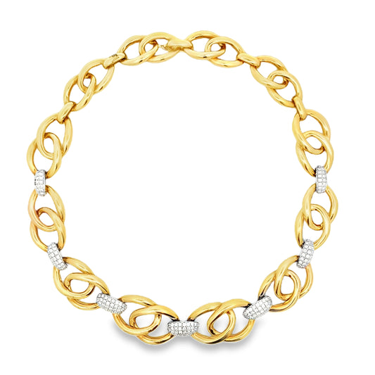 Estate 18K White & Yellow Gold Link Necklace