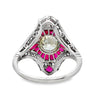 Estate Platinum Diamond and Ruby Ring