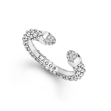 Lagos Sterling Silver Diamond Mini Versa Stacking Ring