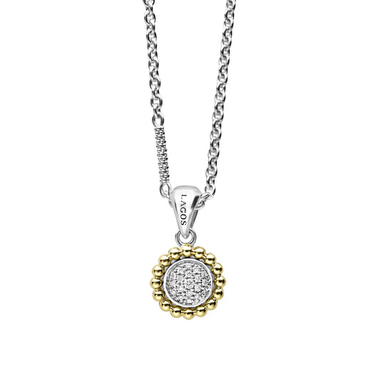 Lagos Two-Tone Caviar Diamond Pendant Necklace
