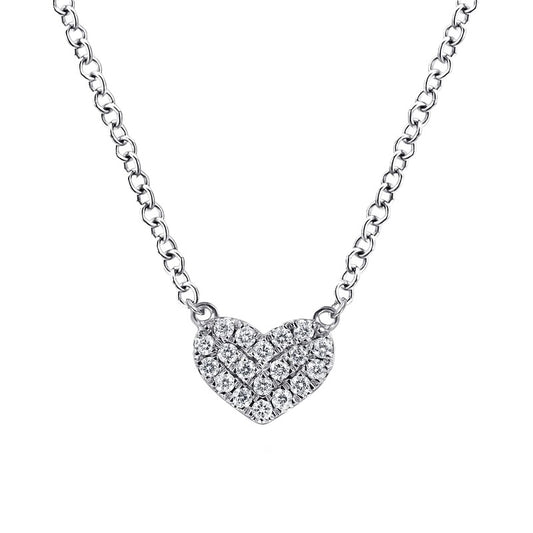 Gabriel & Co. 14K White Gold Pave Diamond Pendant Heart Necklace