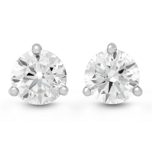 14K White Gold 1/3 Carat 3-Prong Diamond Studs