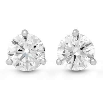 14K White Gold 3/4 Carat 3-Prong Diamond Studs