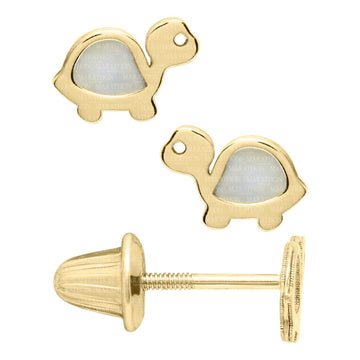 Children's Jewelry 14K Yellow Gold Turtle Earrings