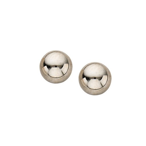 14K White Gold Ball Studs