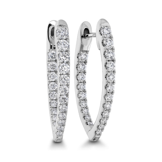 Memoire 18K White Gold 3/4-Carat Imperial Pointed Diamond Huggies
