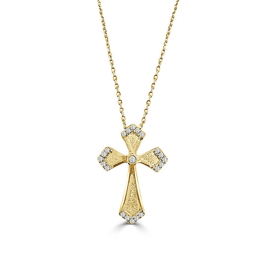 Frederic Sage 14K Yellow Gold Diamond & Satin Cross Necklace