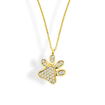 Frederic Sage 14K Yellow Gold Diamond Happy Dog Paw Pendant