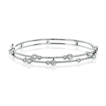 Simon G. 18K White Gold Two-Row Diamond Accent Bangle
