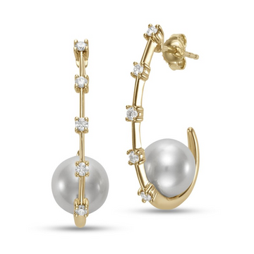 Mastoloni 18K Yellow Gold Pearl and Diamond Accent Hoops