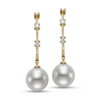 Mastoloni 18K Yellow Gold Drop Pearl and Diamond Hoops