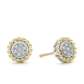 Lagos Sterling Silver and 18K Caviar Lux Diamond Cluster Studs