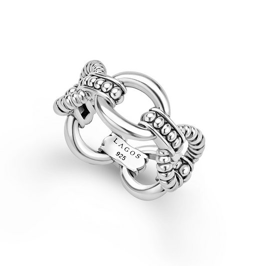 Lagos Sterling Silver Caviar Link Ring