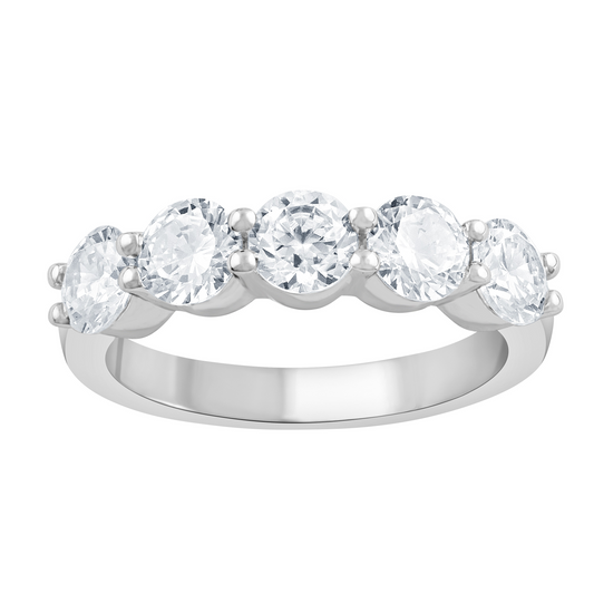 14K Diamond Anniversary Band with 5 Lab Grown Diamonds 2.00 CTW