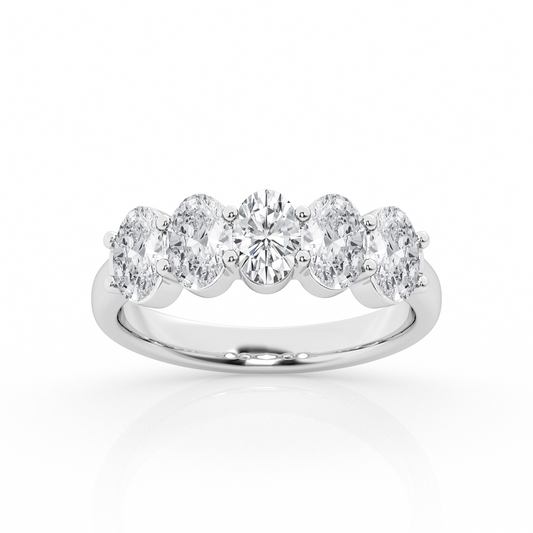14K Anniversary Band with 5 Lab Grown Oval Diamonds 5.00 Carat