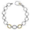 Lagos Sterling Silver and18K Yellow Gold Single Station Caviar Lux Diamond Link Bracele