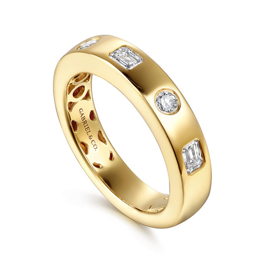 Gabriel & Co. 14K Yellow Gold Burnish Setting Diamond Anniversary Band