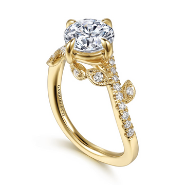 Gabriel & Co. "Darcie" 14K Yellow Gold Floral Diamond Engagement Ring Mounting