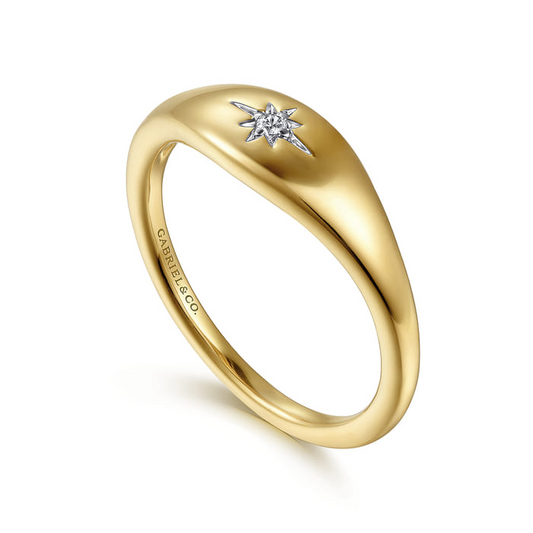 Gabriel & Co. 14K Yellow Gold Diamond Signet Ring