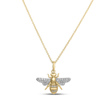 Roberto Coin 18K Yellow and White Gold Tiny Treasures Diamond Bumble Bee Pendant with Necklace 18"