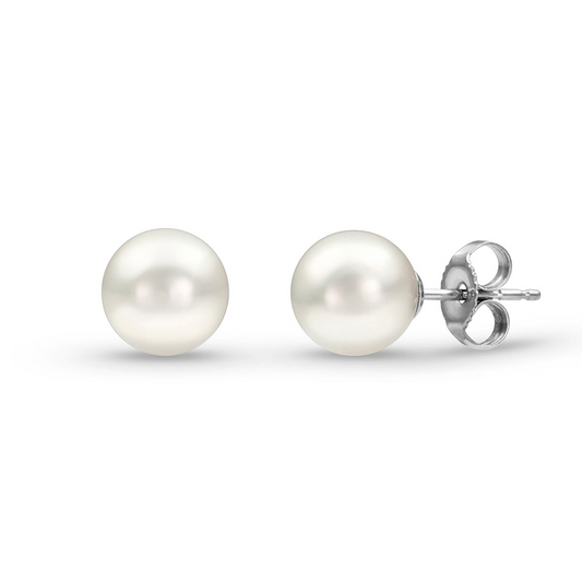 14K White Gold Akoya 6.5-7mm Pearl Stud Earrings
