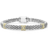 Lagos Sterling Silver and 18K Yellow Gold Station "X" Diamond Caviar 6mm Bracelet