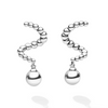 Lagos Sterling Silver Caviar Beaded 28x15mm Drop Earrings with 14K Yellow Gold Post