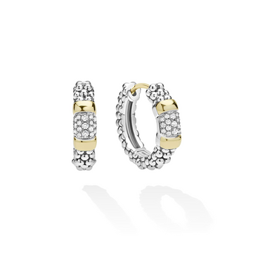 Lagos Two-Tone Diamond Huggie Earrings