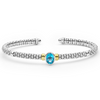 Lagos Two-Tone Swiss Blue Topaz Oval Mini Versa Torque 3mm Bracelet