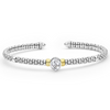 Lagos Two-Tone White Topaz Oval Mini Versa Torque 3mm Bracelet