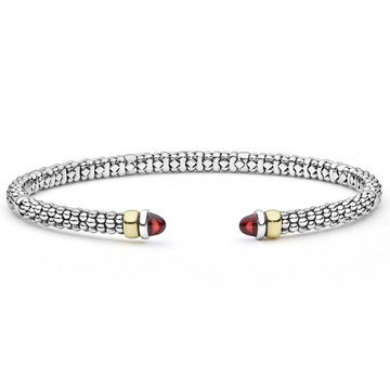 Lagos Two-Tone Garnet Mini Versa Torque 3mm Bracelet