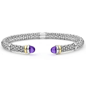 Lagos Two-Tone Amethyst Versa Torque 5mm Bracelet