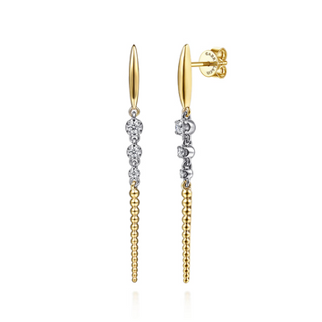 Gabriel & Co. 14 Karat White & Yellow Gold "Bujukan Punk" Diamond Stud Drop Earrings