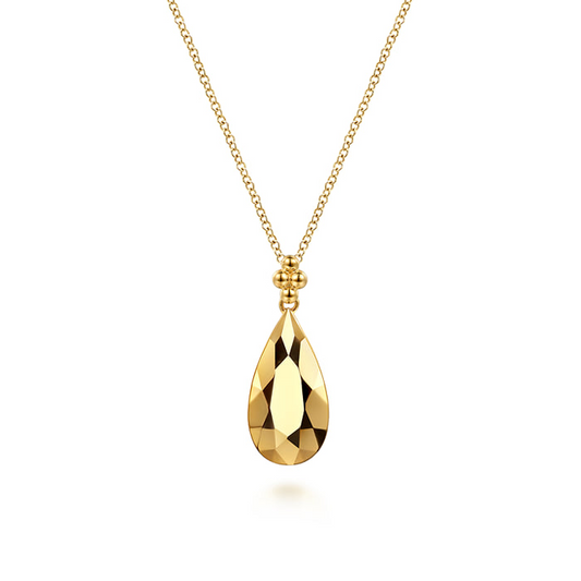 Gabriel & Co 14K Yellow Gold Bujukan Clover Teardrop Pendant Necklace