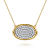 Gabriel & Co. 14K  White & Yellow Gold Diamond Oval Pendant Necklace
