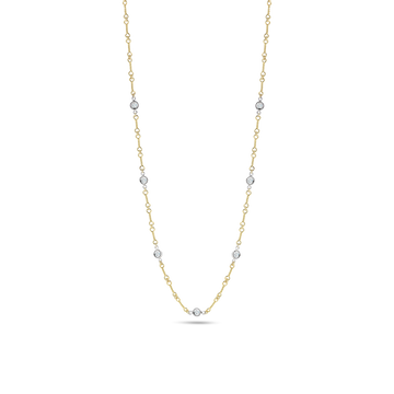 Roberto Coin 18K Yellow and White Gold Diamond Dogbone 7 Station Necklace