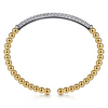 Gabriel & Co.14K White & Yellow Gold Bujukan Beads and Diamond Split Bangle Bracelet