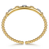 Gabriel & Co.14K White & Yellow Gold Bujukan Beaded and Diamond Clover Cuff Bangle Bracelet