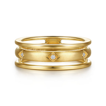 Gabriel & Co.14K Yellow Gold Diamond Station Easy Stackable Ring